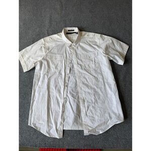 Sean John Mens XXL White Short Sleeve‎ Button Down Tailored Fit Cotton Shirt